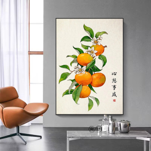 水果挂画手工填色油彩画 寓意心想事成简约现代diy数字油画 新中式