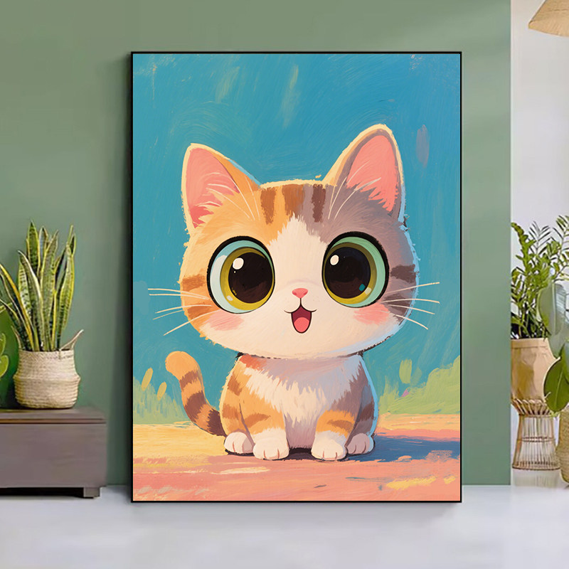 大本营diy数字油画大眼睛猫咪
