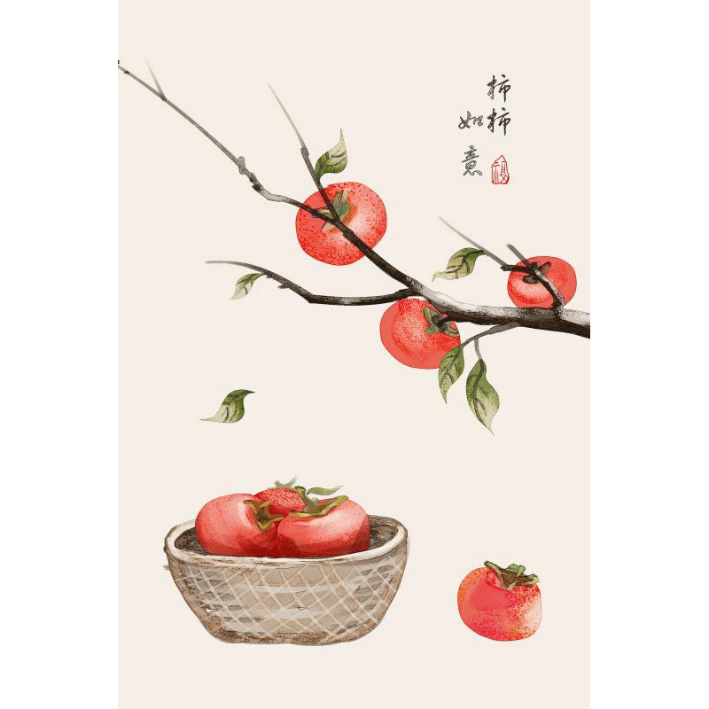 DIY新中式水果手工油画