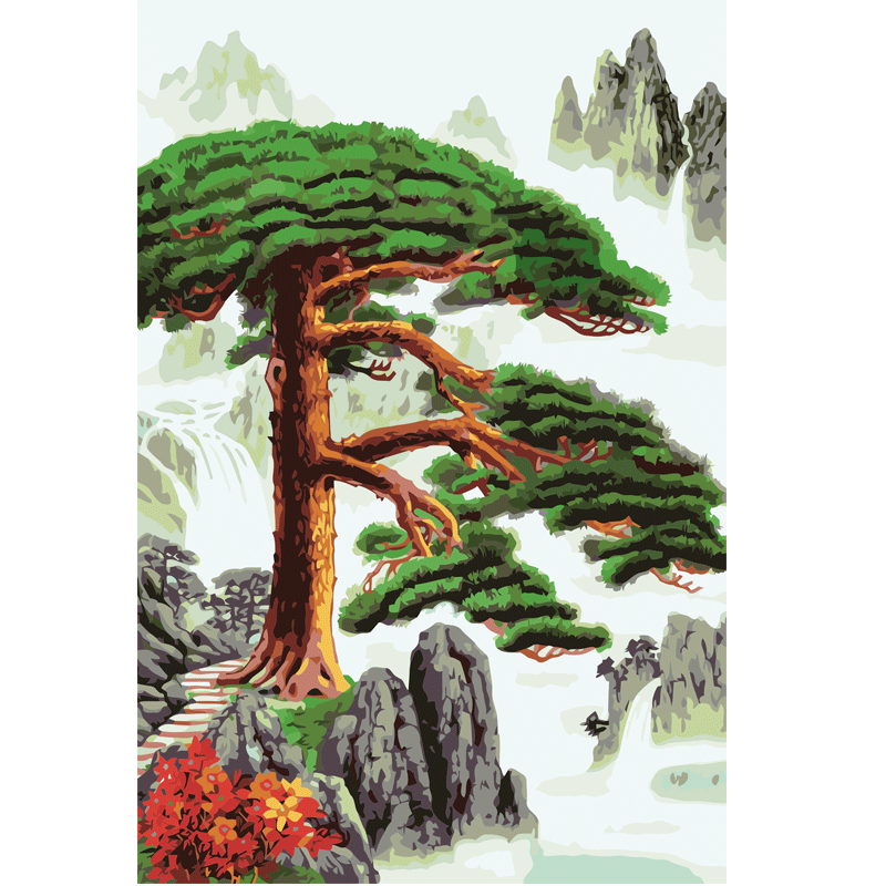 玄关中国风山水高雅挂画迎客松