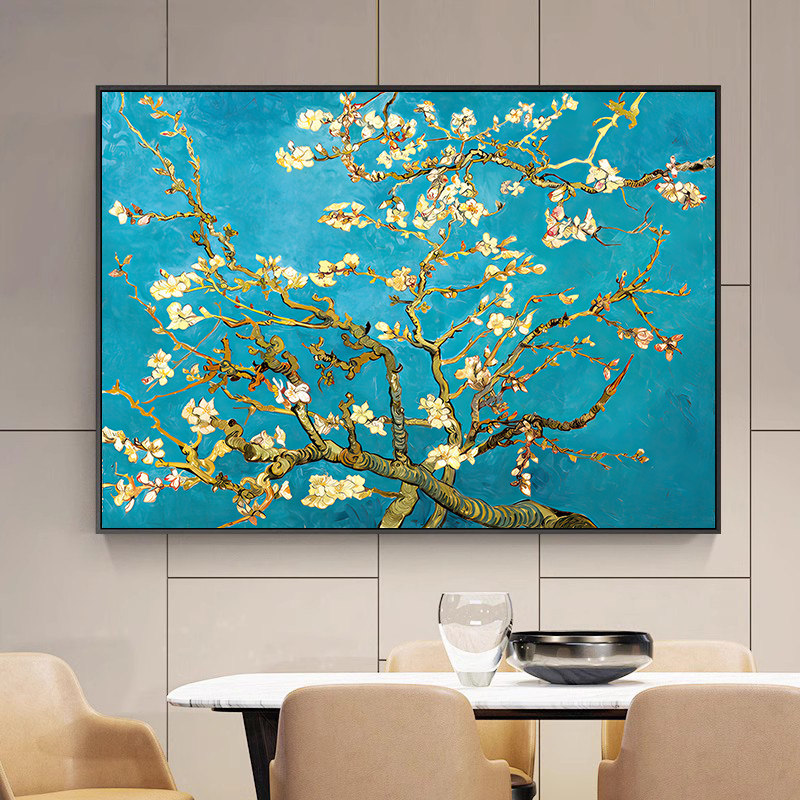梵高杏花 世界名画植物花卉diy数字油画手工填色油彩画 横版挂画
