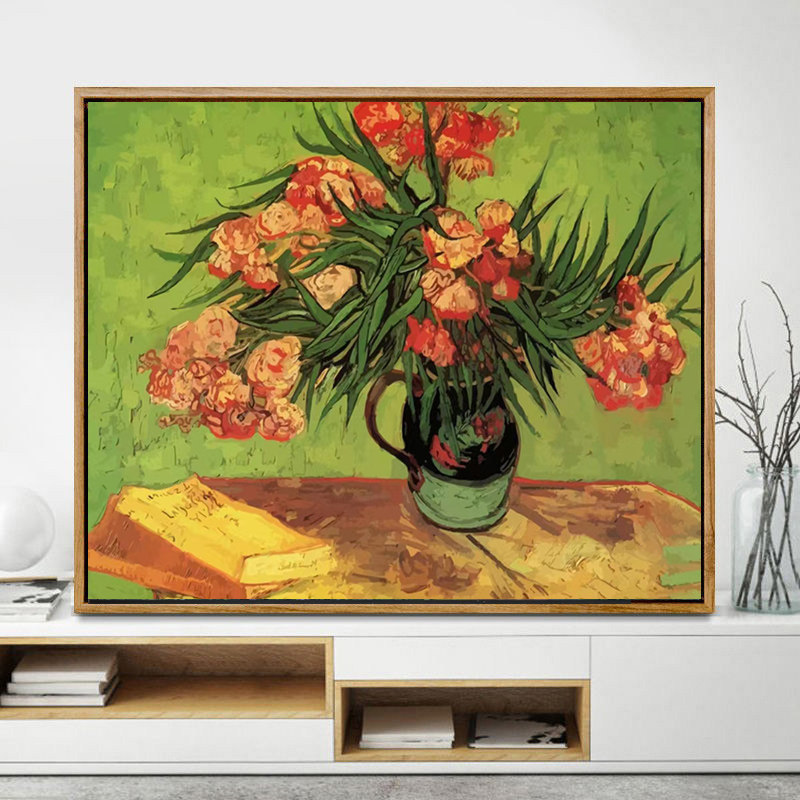 梵高夹竹桃diy数字油画手工填色油彩画 雏菊剑兰花世界名画装饰画