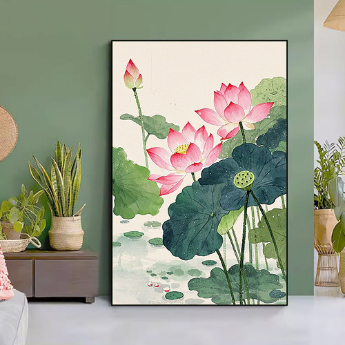 大本营中式荷花diy数字油画