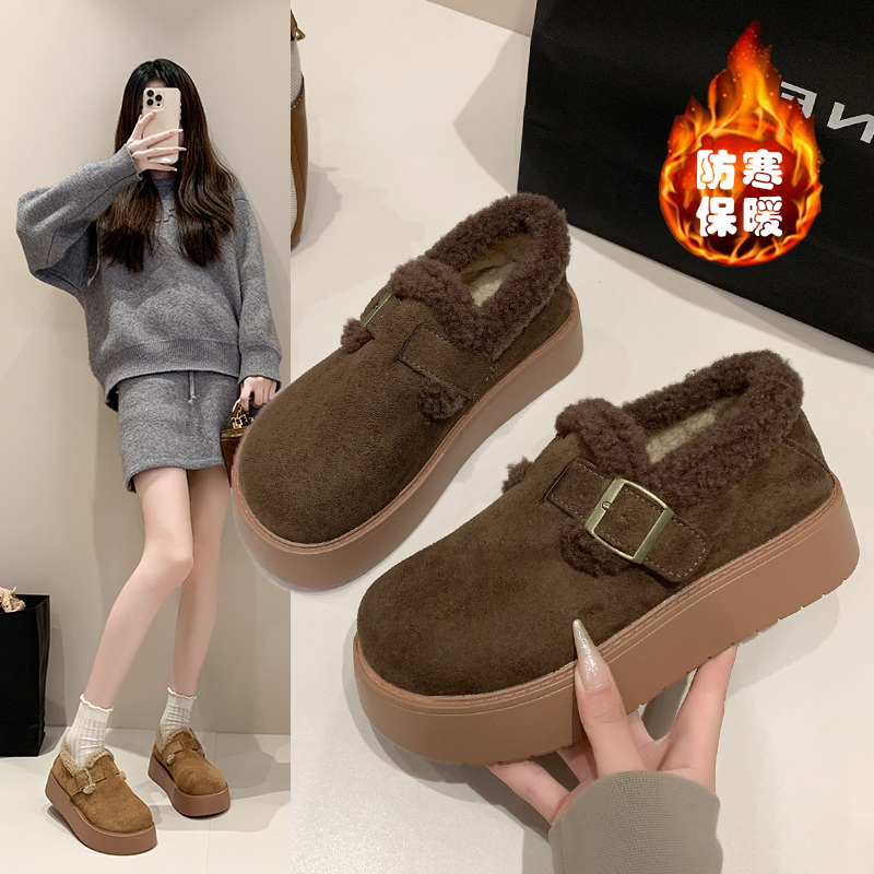 赵露思许妍同款加绒乐福棉鞋女