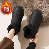 皮面防水防滑短筒棉靴软底妈妈鞋 大码 41一43雪地靴女加绒保暖棉鞋