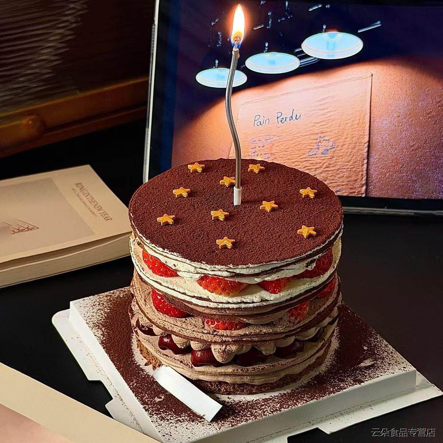 星星巧克力车厘子草莓千层生日蛋糕同城配送男女定制上海北京全国