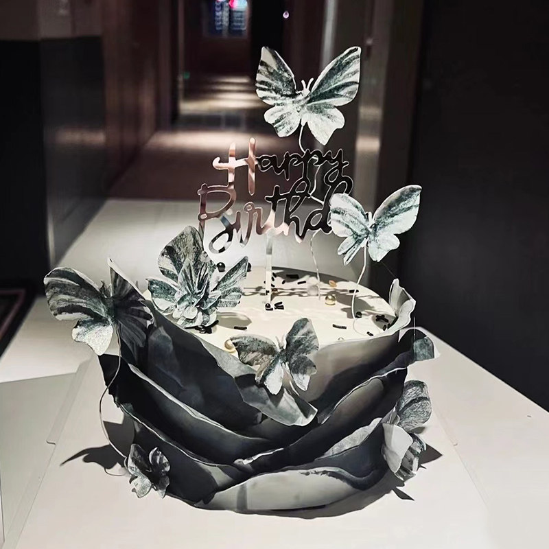 暗黑系生日蛋糕送男士哥特风全国网红翻糖定制创意翻糖同城配送