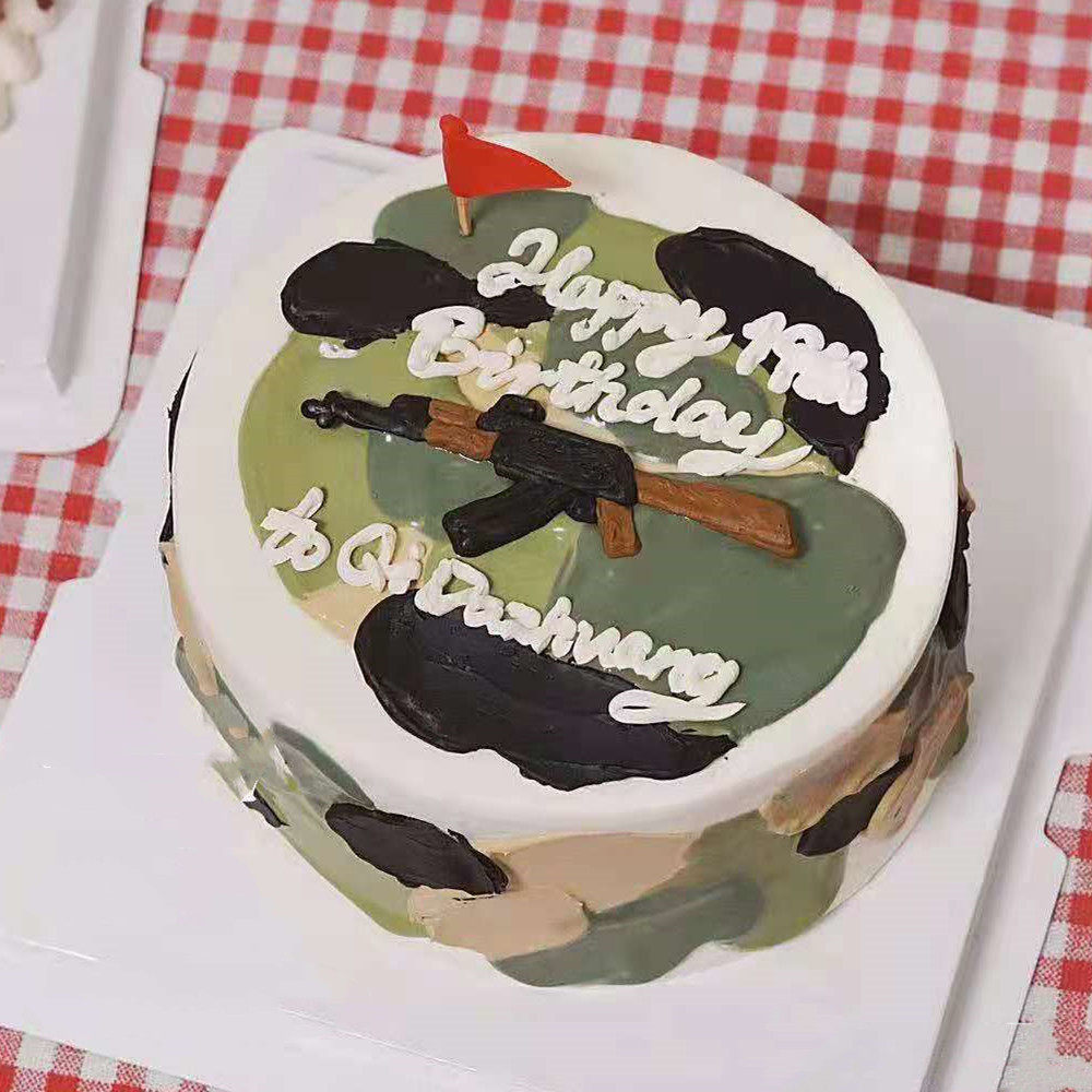 手绘军人生日蛋糕同城配送全国兵哥哥警察网红创意定制纪念日退伍