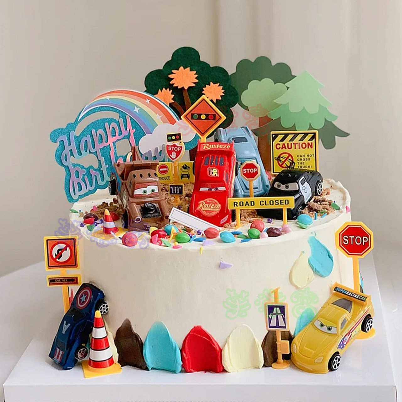 新款汽车总动员生日蛋糕闪电麦昆赛车儿童男孩女孩全国同城配送