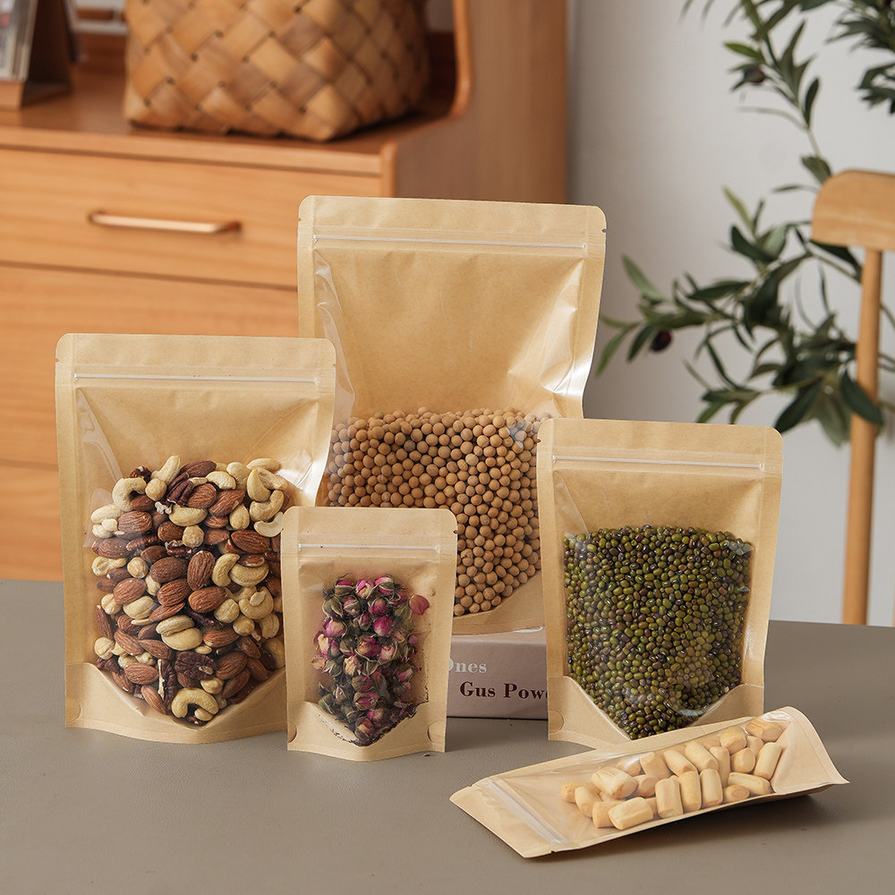 开窗牛皮纸干货干果炒货杂粮坚果自立自封零食食品礼品密封包装袋