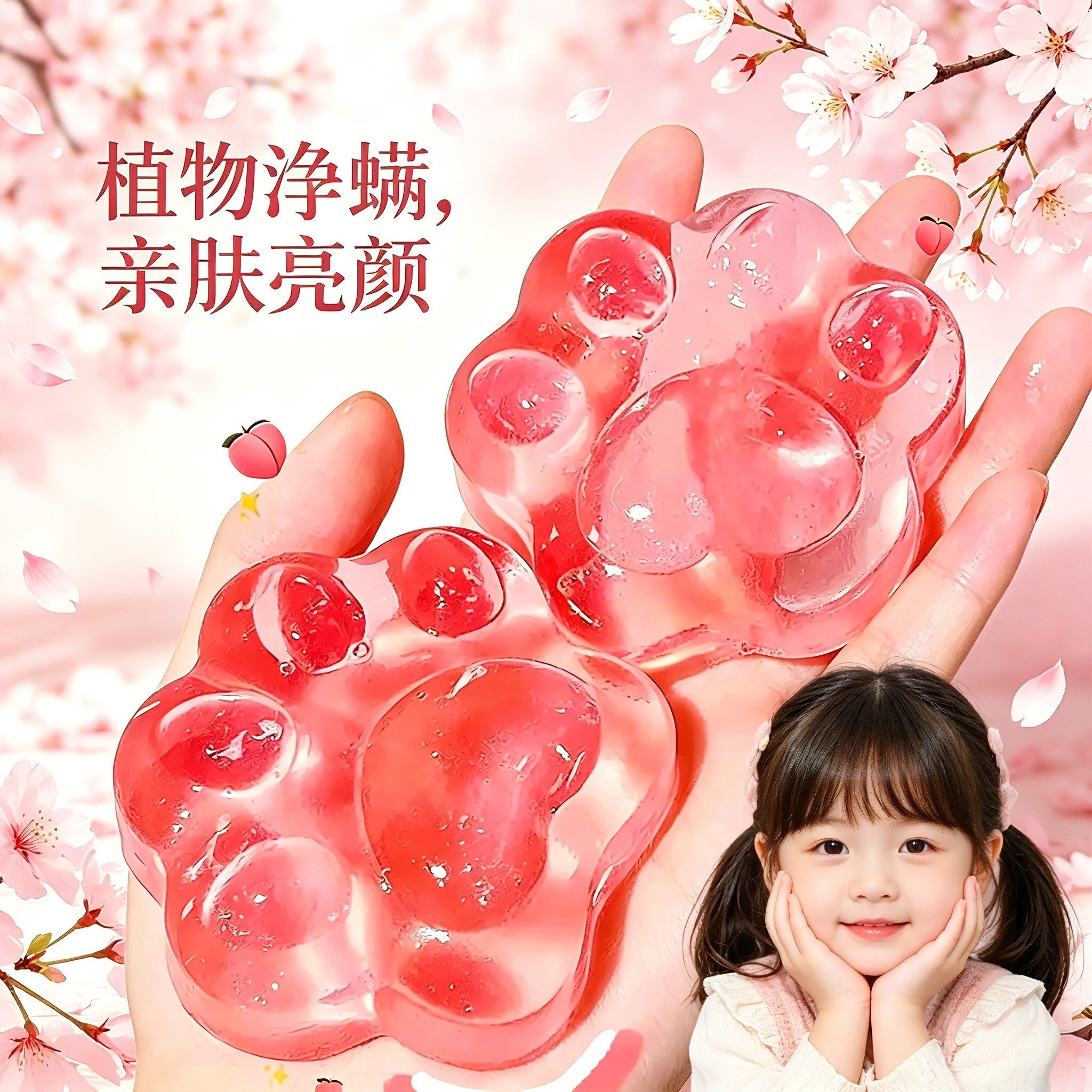 青少年专用洗脸皂猫爪果冻玫瑰香皂儿童洗头洗澡皂祛痘除螨猫爪皂