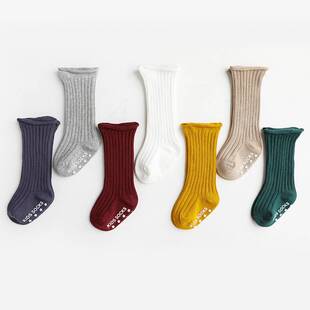 25春夏新款防滑松口宝宝袜子婴儿高筒松口袜地板长筒儿童堆堆袜