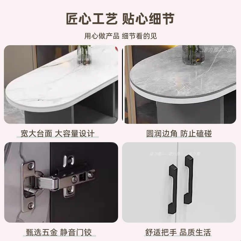 吧台现代简约家用岩板岛台桌子玄关柜小户型客餐厅厨房双面隔断柜