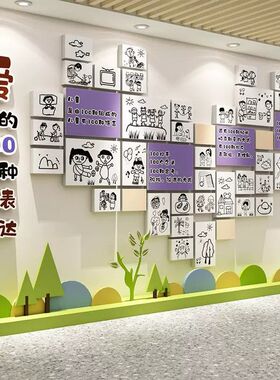 幼儿园托管班走廊文化墙面贴装饰环创主题成品爱的10种表达形象