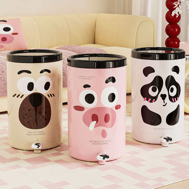 脚踩垃圾桶家用2024新款客厅厨房大容量可爱动物表情脚踏式垃圾筒