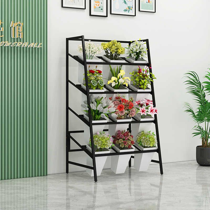 铁艺多层梯形花架室内花卉展示架 简约风格醒花桶置物架图片