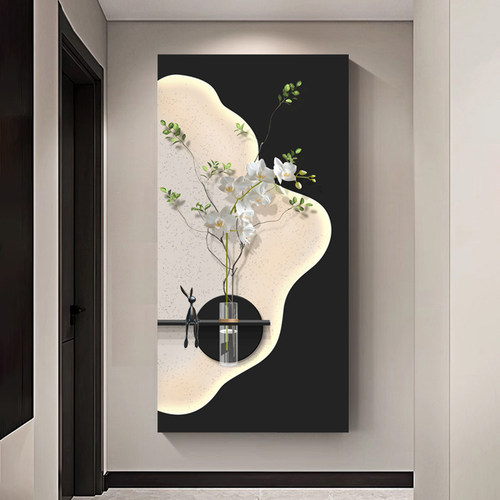 水培绿植玄关装饰画现代简约走廊