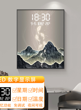 新竖款电表箱装饰画 画带数字时钟饭厅九鱼图空开 配电箱遮挡墙壁