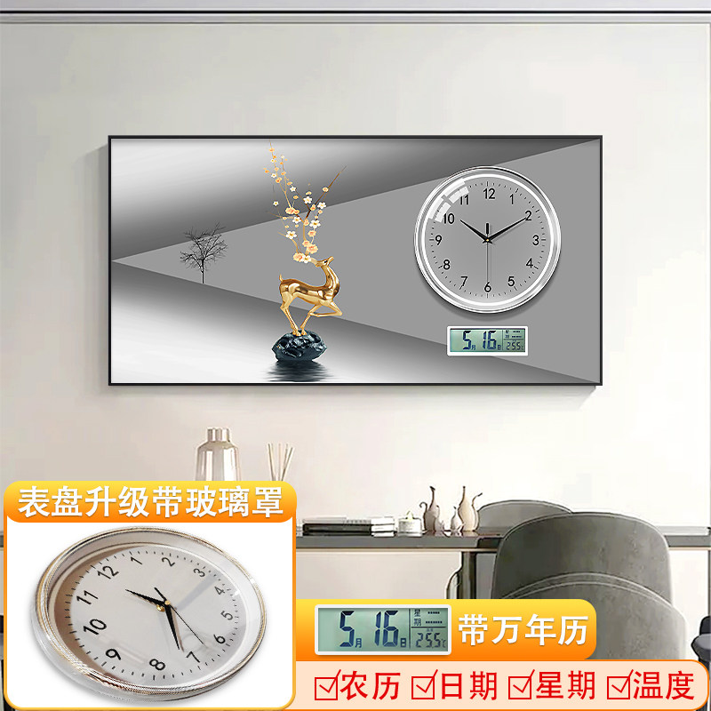 新款大电表箱装饰画带外罩时钟万年历餐厅电源配电闸空开盒遮挡画