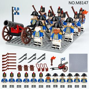 中世纪欧洲皇家海军士兵拿破仑战争线列步兵人仔拼装积木玩具