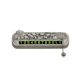 轻奢风挪车电话牌原创设计水钻水晶小熊临时停靠一键挪车号码牌女