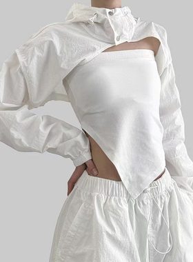 新款披肩2025夏季纯色短款高腰立领连帽遮阳防晒外搭小外套上衣潮