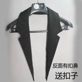 西装 袢黑色 潮男女学生风衣外套撞色袖 翻领假领子帅气领口装 饰韩版