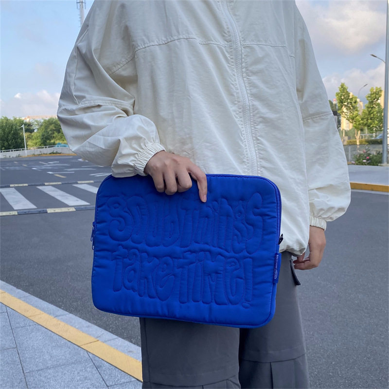 韩版电脑包女13寸压花简约15寸手拿笔记本内胆包11寸ipad收纳包