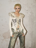Milk-cool Molly original Subculture outfit Hot Girl detachable fur collar flared sleeve long-sleeved shirt cardigan cinched waist top thumbnail 3