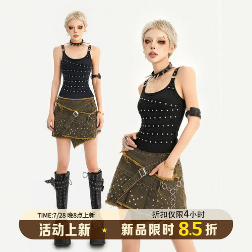 美式复古铆钉显瘦吊带背心
