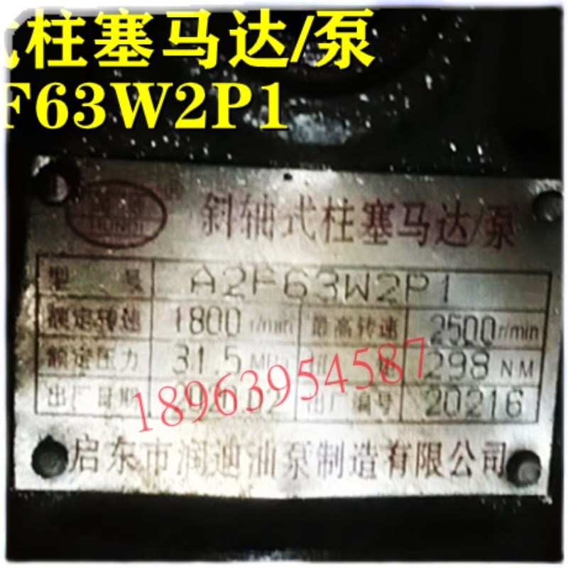 启东市润迪油泵制作有限公司 斜轴式柱塞马达/泵 A2F63W2YP1  船