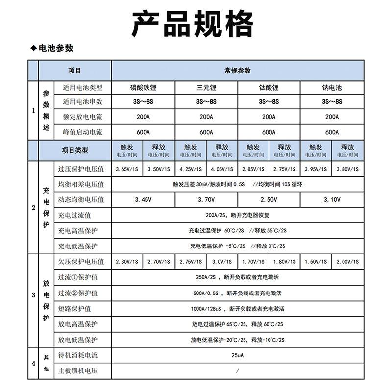 劲伟7S三元锂保护板双面贴装功率管BMS电动汽车启动EK-BM3R8S200A