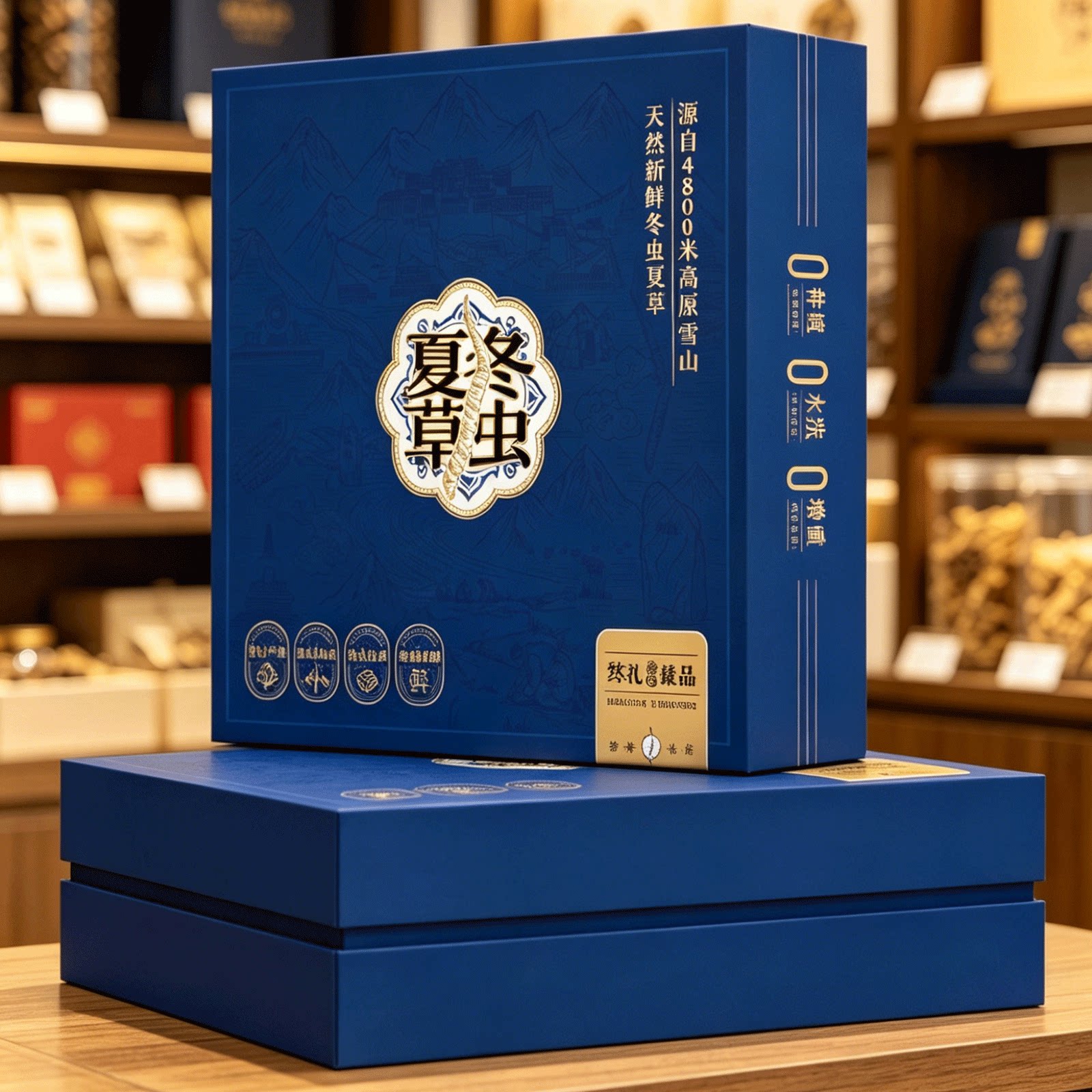 定制冬虫夏草天地盖包装盒子虫草手提纸袋高档礼品盒书本式翻盖盒
