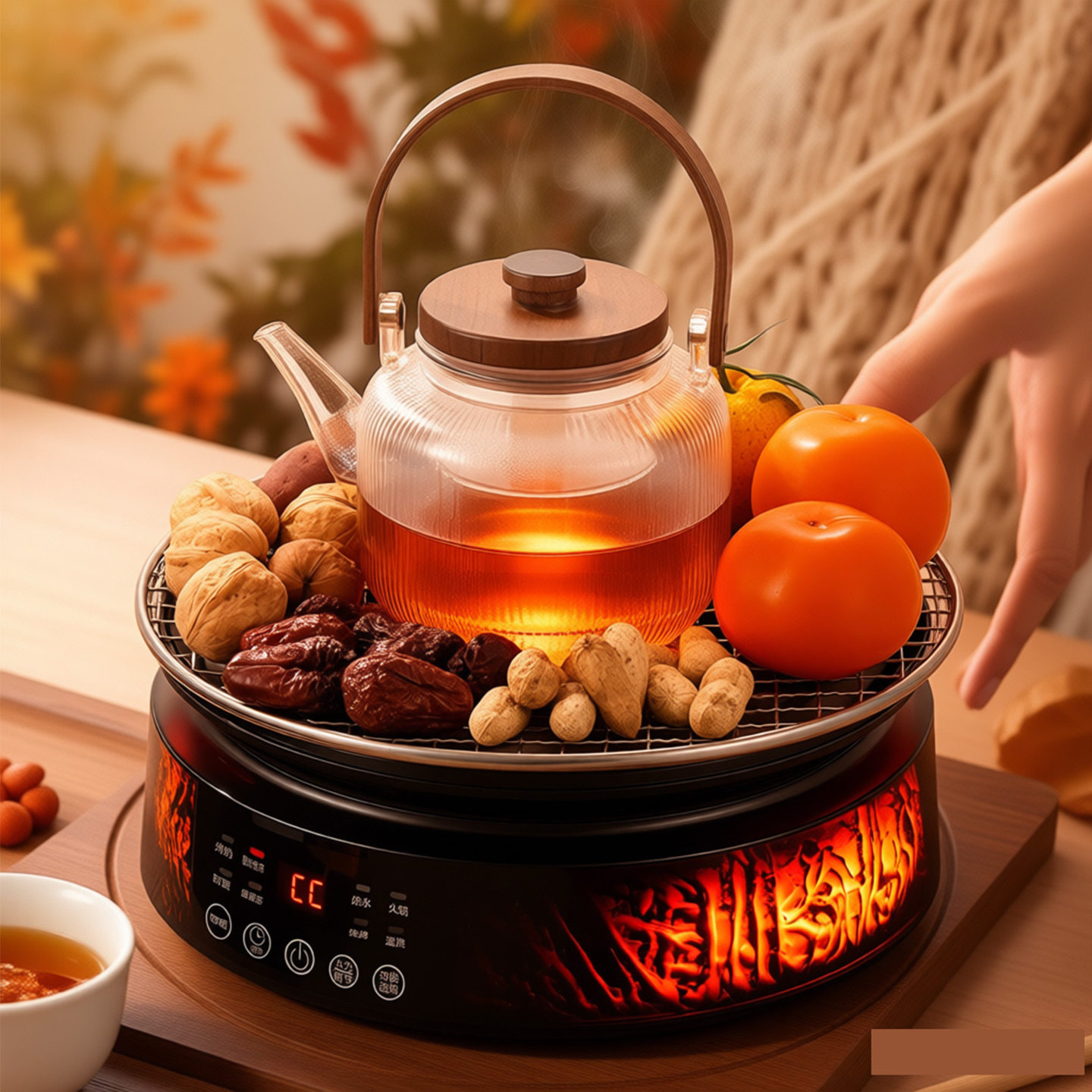 福也玻璃煮茶壶蒸茶壶家用喷淋式煮茶器养生壶电陶炉围炉煮茶