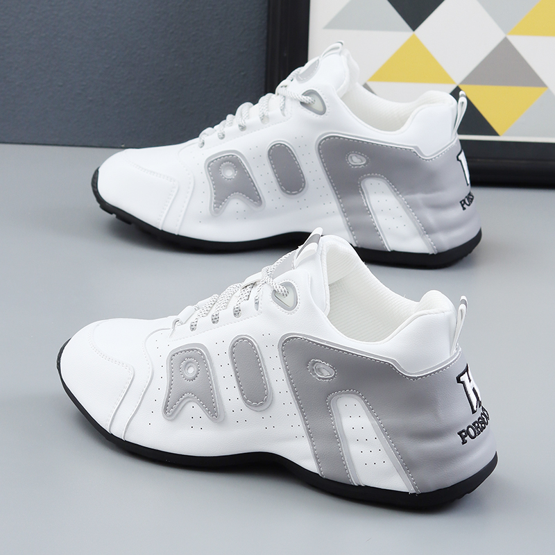 跑步鞋男真皮防臭秋季新款老爹鞋男透气休闲鞋时尚舒适软底运动鞋