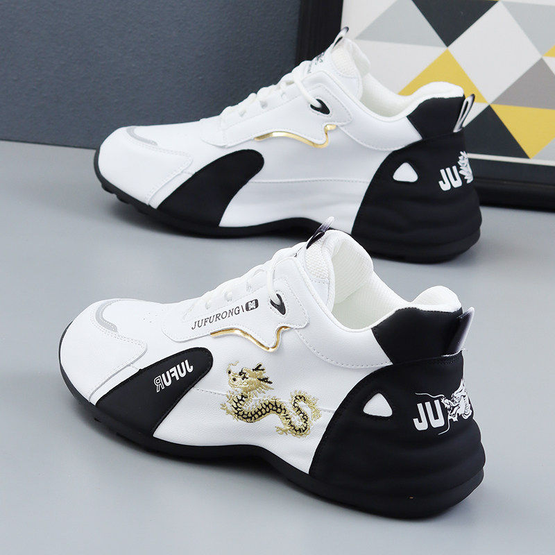 休闲运动真皮男鞋秋季新款刺绣厚底皮蓬老爹鞋潮流时尚百搭低帮休,流行男鞋,老爹鞋,淘宝优惠券,粉丝福利购,淘宝优惠卷