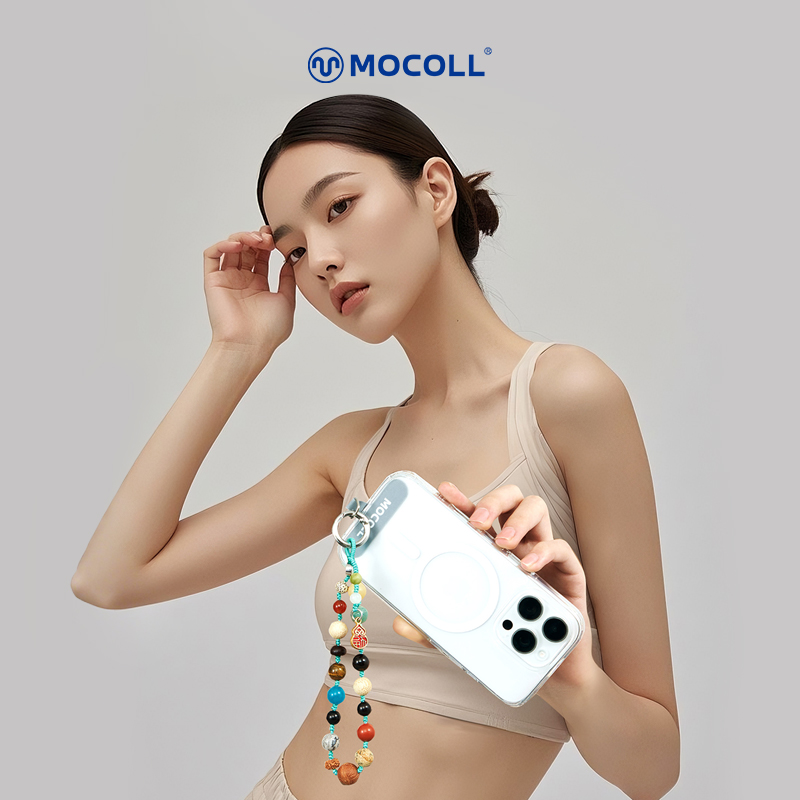 MOCOLL摩可福韵彩珠手机挂绳挂链绿檀玛瑙菩提挂饰钥匙扣手机链防丢安全绳手机壳手腕款轻奢小众精致高级感