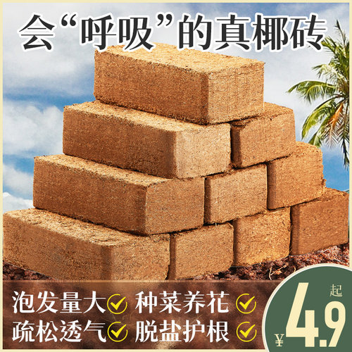 椰砖营养土通用椰土砖椰壳砖脱盐养花种菜种植土大椰糠砖特价清仓 - 封面