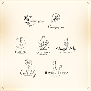 logo设计鲜花标志名字绿植首饰花艺门头图标珠宝婚礼卡片水印定制