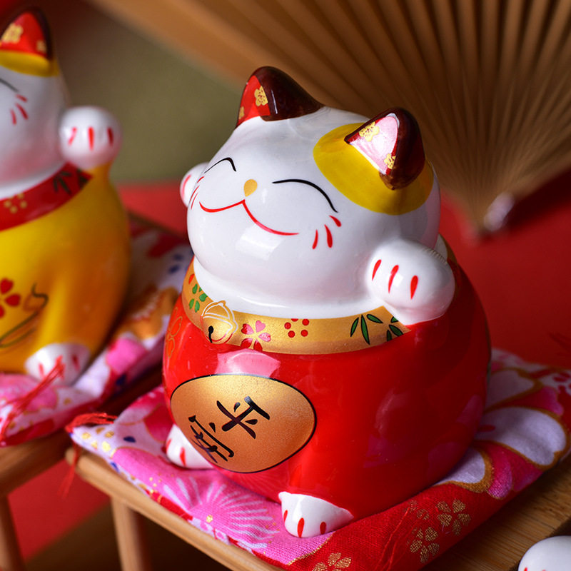 小号招财猫摆件存钱罐车载汽车可招财猫