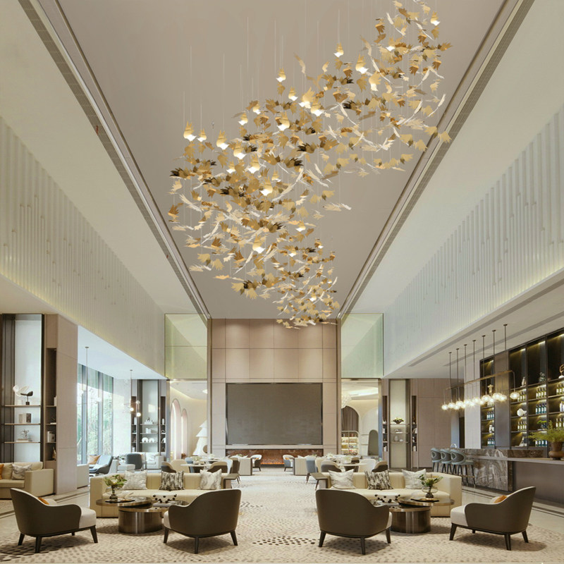 天使翅膀飞鸟吊饰灯具酒店大堂会所售楼部沙盘装饰件空中走廊创意