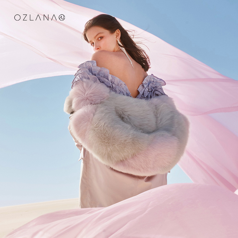 Ozlana新款2020年秋冬皮草派克服年轻款皮毛一体女士外套狼毛大衣