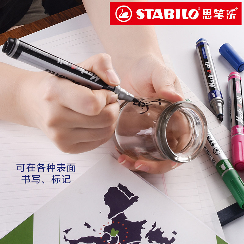 STABILO STORE 독일 SPILE 마커 펜 651 마크 펜 후크 라인 컬러 유성 싱글 헤드 펜 로그인 대용량 서명 펜 사무용품