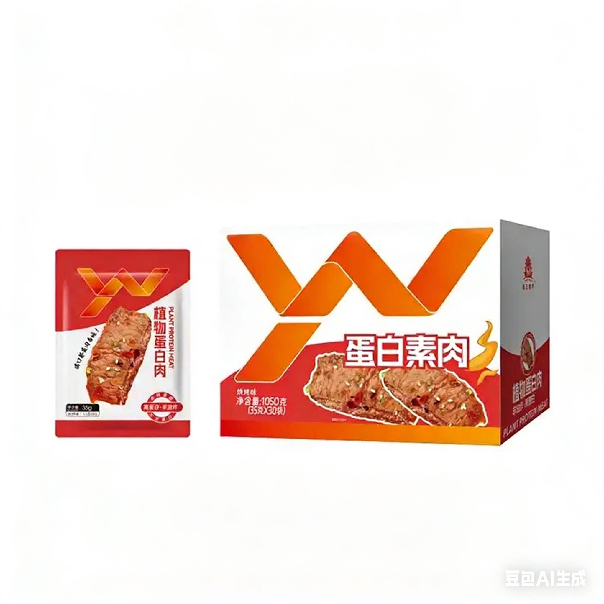 禹王手撕蛋白素肉烧烤味1050g盒装休闲零食素食肉