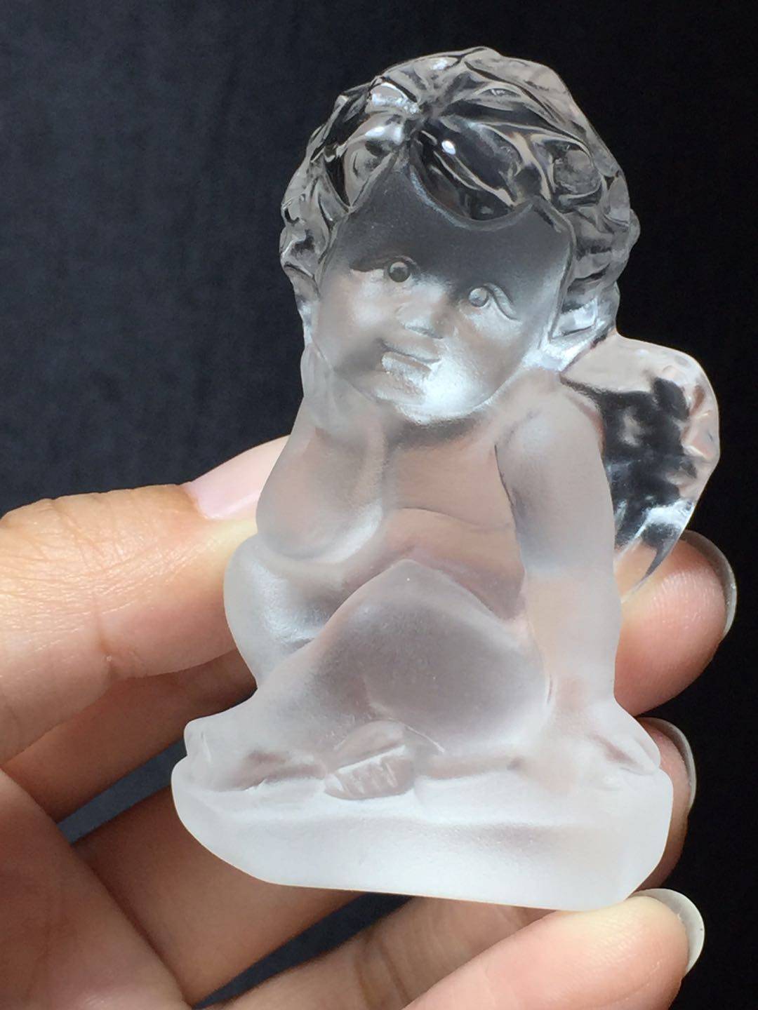 精品白水晶原石雕刻手把件可爱天使男孩摆件少女心diy家居装饰
