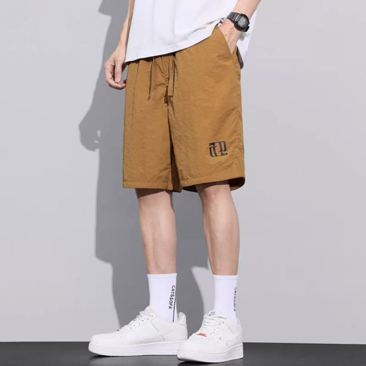 【买一送一】冰丝速干短裤男2025夏季休闲五分裤运动薄中裤休闲裤