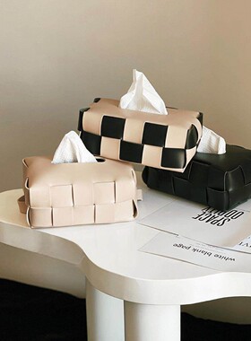 集饰棋盘格纸巾盒ins覆古