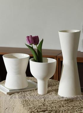 ins风陶瓷大口径花瓶 素胚北欧白色干花瓶客厅桌面装饰摆件插花器