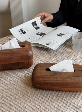 集饰胡桃木纸巾盒ins北欧