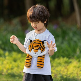 童装儿童T恤夏装短袖男童女童趣味可爱宝宝立体动物老虎图案上衣